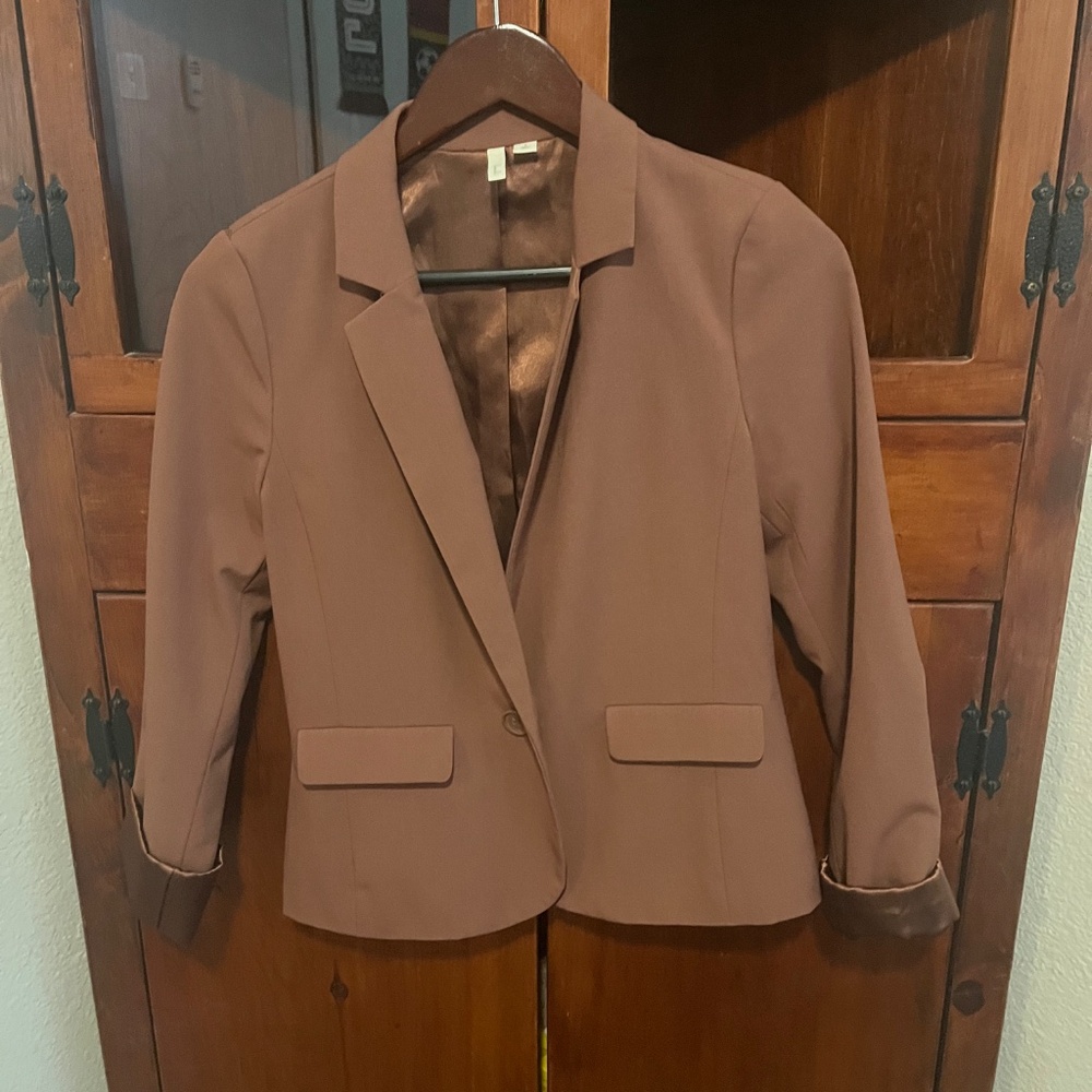 Frenchie Single Button Satin Lined Mauve Blazer